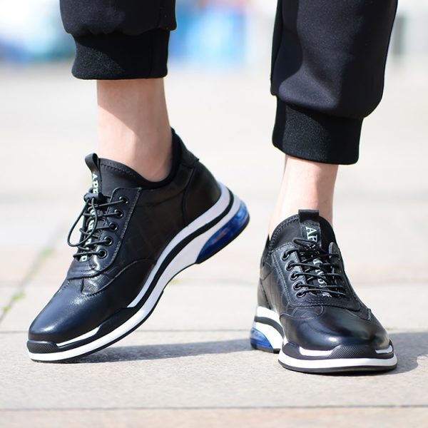 Black Leather Elevator Air Cushion Shoes Shoes That Make