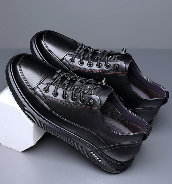 Soft Black Leather Sneakers That Make You Taller Shoes That Make You