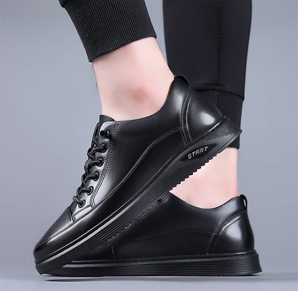 Soft Black Leather Sneakers That Make You Taller Shoes That Make You