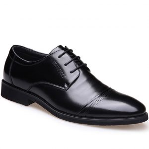 CERYTHRINA Mens Taller Height Increasing Elevator Shoes 2.36 Lace-up Flannelette Cowhide Leather Dress Shoes
