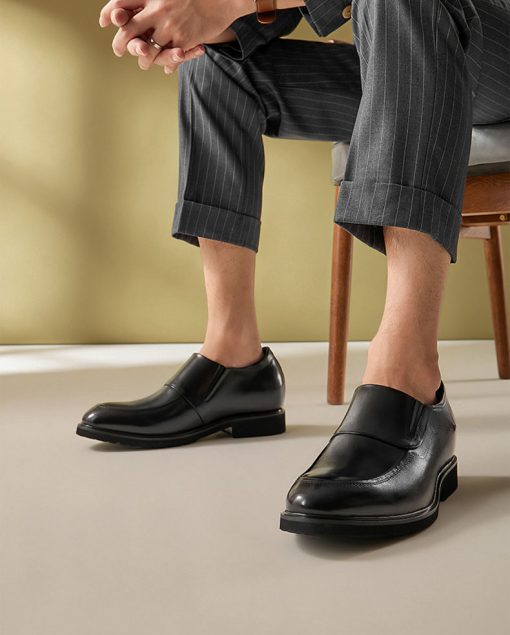 Mens Leather Moc Toe Elevator Loafers – Shoes That Make You Taller