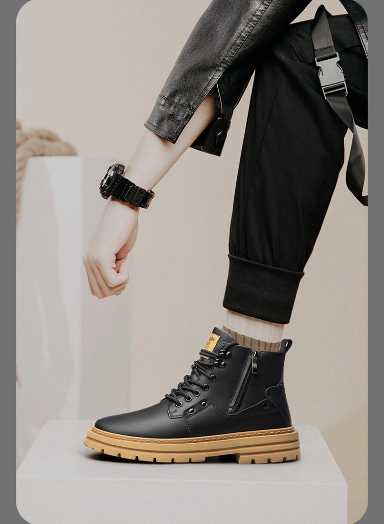 Lace Up Elevator Work Boots With Side Zipper – Shoes That Make You Taller