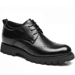 Black Wingtip Brogues Derby Shoes Elevator Dress Shoes