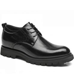 Mens Black Derby Shoes Height Increasing Formal Shoes