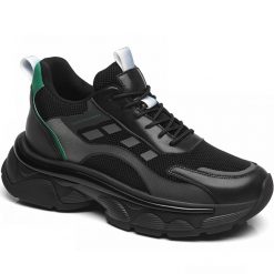Black And Green Chunky Sneakers Height Increase Shoes
