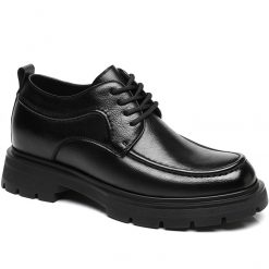 Black Cap Toe Thick Sole Formal Shoes That Add Height