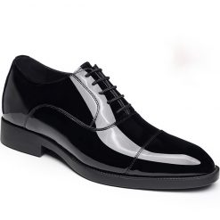 Black Patent Leather Cap Toe Oxford Shoes Elevator Dress Shoes