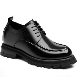 Glossy Black Dress Shoes Height Increasing Wedding Shoes