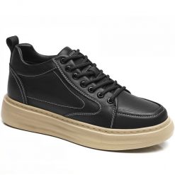 Men's Casual Shoes Leather Low Top Sneakers Taller Shoes