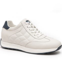 Mens Casual White Sneakers 2 Inch Height Increase Shoes