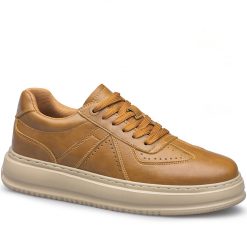 Mens Leather Casual Sneakers That Add Height