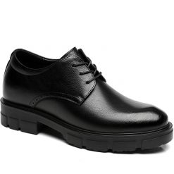 Mens Black Leather Thick Sole Work Shoes Elevator Dress Shoes