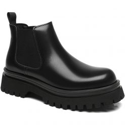 Black Leather Height Increasing Chelsea Boots