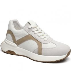 Leather Lace Up Side Detail Trainers Elevator Shoes