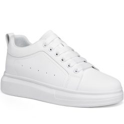 Men's All White Sneakers Height Boosting Sneakers
