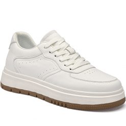 Mens Leather Lace Up Sneakers 2 Inch Elevator Shoes