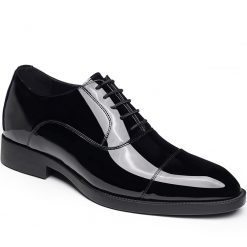 Mens Patent Leather Cap Toe Oxford Shoes Lifts For Height