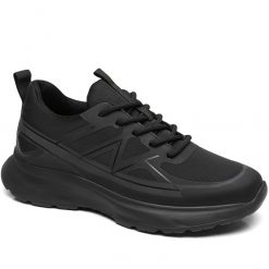 All Black Breathable Athletic Men's Raised Shoes