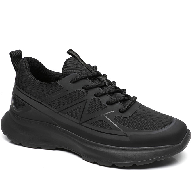 All Black Breathable Athletic Men's Raised Shoes (1)