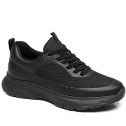 All Black Mesh Breathable Athletic Trainers Elevator Shoes
