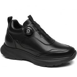 Black Leather Boa Laces Hidden Height Increasing Shoes