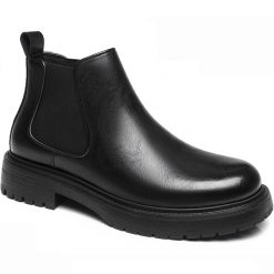 Genuine Leather Slip On Height Increasing Chelsea Boots