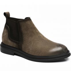 Mens Elastic Ankle Boots Height Increasing Shoes