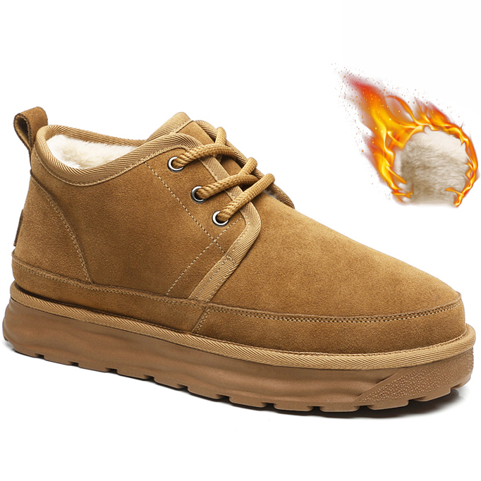 Men's Winter Snow Boots Fur Lined Short Ankle Boots Elevator Shoes (1)