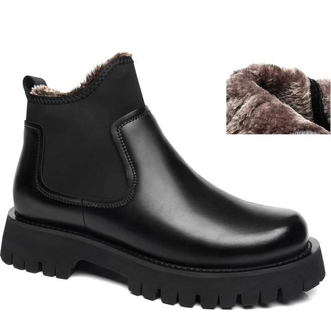 Mens Black Leather Ankle Boots Hidden Height Shoes (1)