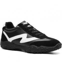 White and Black Low Top Sneakers Height Lifting Shoes with Stripes