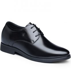 Mens Pointed Toe Black Derby Shoes Height Lifting Shoes
