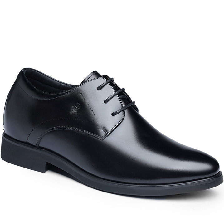 Mens Pointed Toe Black Derby Shoes Height Lifting Shoes (1)