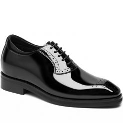 Mens Square Toe Patent Brogue Oxford Shoes For Height