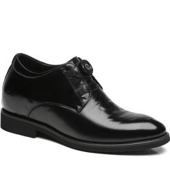 Mens Black Height Increasing Dress Shoes with Boa Laces