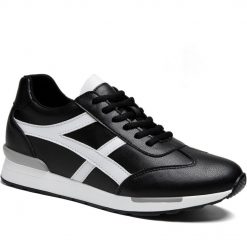 Mens Black and White Forrest Gump Trainers Elevator Shoes