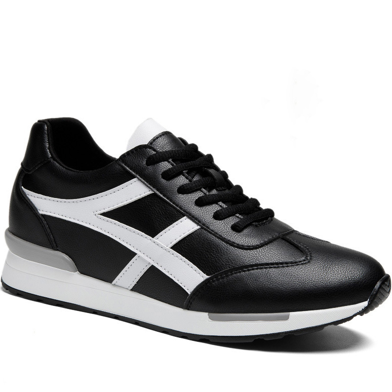 Mens Black and White Forrest Gump Trainers Elevator Shoes (1)