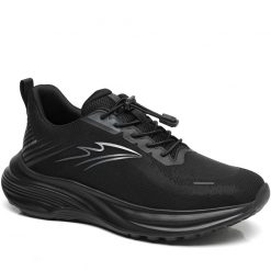 All Black Breathable Elevator Trainers With Elastic No Tie Shoelaces