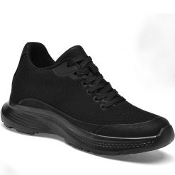 All Black Lightweight Trainers Hidden Height Shoes