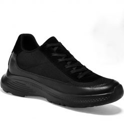 Men's Full Black Thick Sole Running Shoes that Increase Height