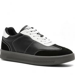 Mens Black and White Gum Sole Sneakers that Make You Taller