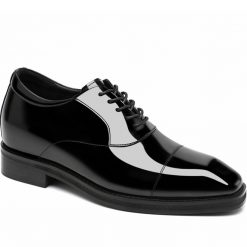 Black Patent Leather Cap Toe Oxford Elevator Shoes
