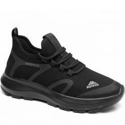 Mens All Black Mesh Trainers Height Boosting Shoes