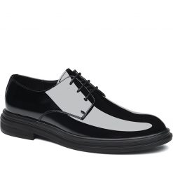 Mens Black Patent Leather Derby Shoes Elevator Dress Shoes
