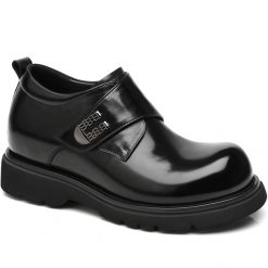 Mens Chunky Sole Height Increasing Dress Shoes with Velcro Straps