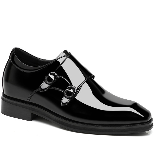 Patent Leather Double Monk Strap Shoes that Add Height (1)