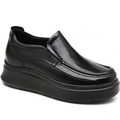 Mens Leather Apron Toe Loafers Soft Sole Height Shoes