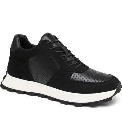 Men’s Perforated Leather Panel Sneakers Height Raising Shoes