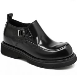 Men's Single Monk Strap Large Toe Box Height Lifting Shoes