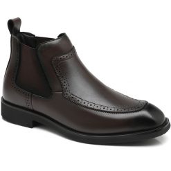 Mens Square Toe Brogues Chelsea Boots Hidden Height Shoes